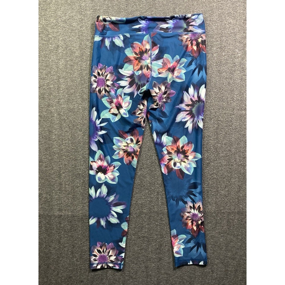 Live Love Dream Floral Leggings Women's Blue Pink Yoga Workout Pants Size L - Picture 8 of 9